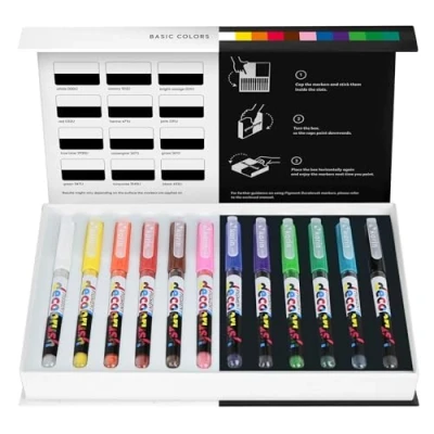 Afbeelding van Karin Pigment DecoBrush Acrylmarkers set van 12 Basic Colors