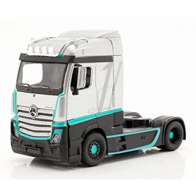 Afbeelding van Burago May Cheong GROUP BBURAGO 1/43 Street Fire cabine voor vrachtwagens, Mercedes Benz Actros, grijs en groen, kinderen vanaf 3 jaar, 32202, meerkleurig