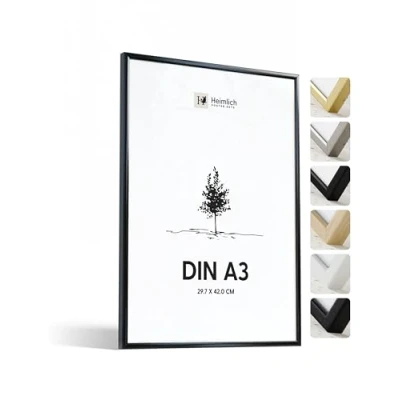 Afbeelding van Heimlich® 1 x A3 fotolijst 30 42 cm zwart metaal 29,7 om op te plakken, aluminium metalen lijst,