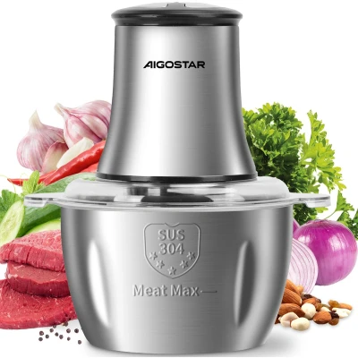 Afbeelding van Aigostar 30H91 Electrische Hakmolen Food Chopper 1,8L 2 Snelheden Foodprocessor Met RVS Kom 500w