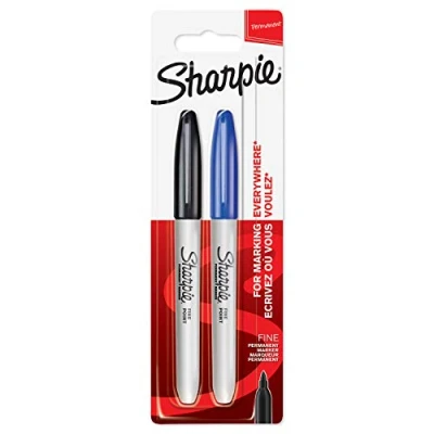 Afbeelding van Sharpie Permanent marker, fijne punt, zwart en blauw, 2 stuks