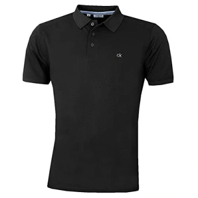 Afbeelding van Calvin Klein Campus 2022 golfpoloshirt voor heren met 3 knopen, Zwart
