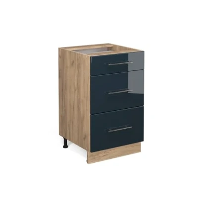 Afbeelding van Vicco Keukenonderkast Fame Line, Donkerblauw hoogglans/Krachtige eik goud, 50 cm zonder werkblad