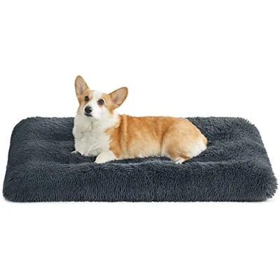 Afbeelding van Feandrea PGW202G02 Hondenbed, bank, huisdierbed, 95 x 60 cm, pluizige bekleding, machinewasbaar, hondenkussen, donkergrijs