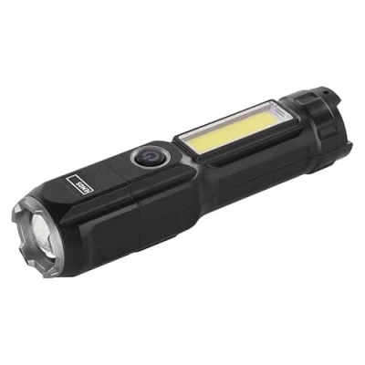 Afbeelding van EMOS Oplaadbare led zaklamp voor buiten, focusserbaar, lichtstroom 150 lumen, verlichtingsbereik m, 1200 mAh batterij 4,5 uur gebruik, IP44 waterdicht, USB oplaadkabel