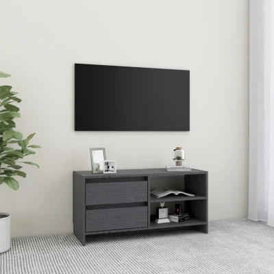 Afbeelding van Tv meubel 80x31x39 cm massief grenenhout grijs