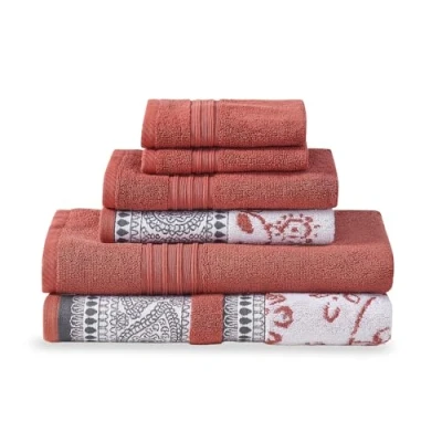 Afbeelding van Modern Threads Ophelia Clay 6 badhanddoeken, 2 handdoeken, washandjes van geverfd jacquard garen