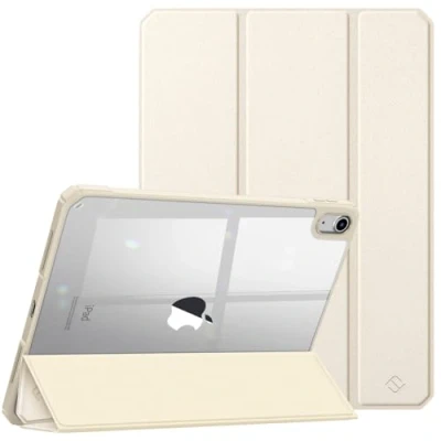 Afbeelding van FINTIE beschermhoes voor iPad 10e generatie 10,9 inch 2022, harde en transparante achterkant, met schokbestendige randen, automatische slaap /wekfunctie, champagnegoud
