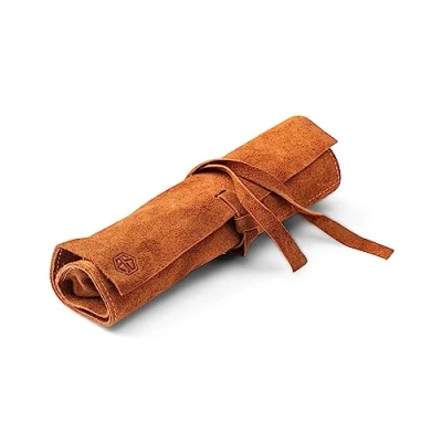Afbeelding van Angus Stoke Leonardo Leren etui voor pennen, penselen en accessoires, handgemaakt, Bruin, Roll pennenhouder