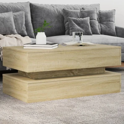 Afbeelding van Salontafel met LED verlichting 90x50x40 cm sonoma eikenkleurig