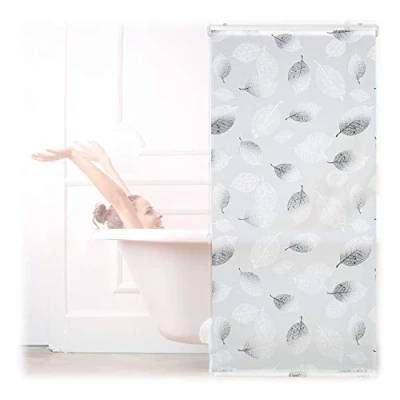 Afbeelding van Relaxdays douchegordijn transparant doucherolgordijn 240 cm rolgordijn douche wit 80x240cm