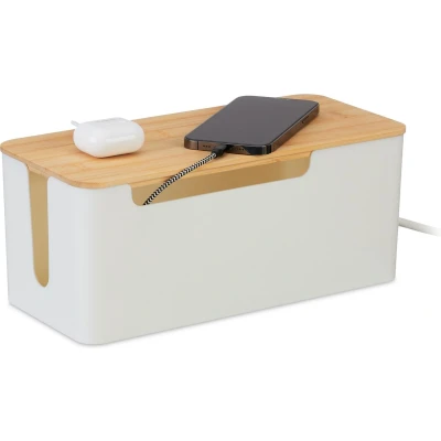 Afbeelding van Relaxdays kabelbox witte opbergbox stekkerdoos kabelorganizer grote kabel opbergdoos