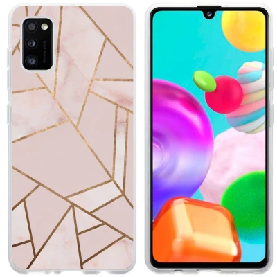 Afbeelding van iMoshion hoesje Siliconen Geschikt voor Samsung Galaxy A41 Design Roze / Meerkleurig Goud Pink Graphic
