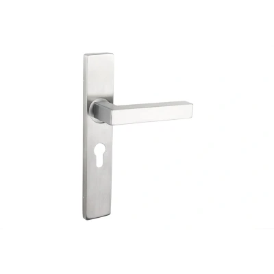 Afbeelding van Lavuzo deurkruk Viterbo rvs met rechthoekig schild PC55 Per set Deurkrukken Industriele deurklink