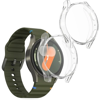 Afbeelding van kwmobile 2x smartwatch hoes geschikt voor Samsung Galaxy Watch 7 40mm hoesje Siliconen sporthorloge cover Activity tracker case in transparant