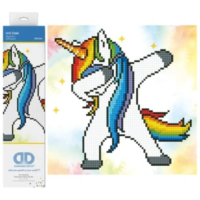 Afbeelding van Diamond Dotz® painting kinderen Eenhoorn dab 23 x 23cm Ronde steentjes Volledig pakket