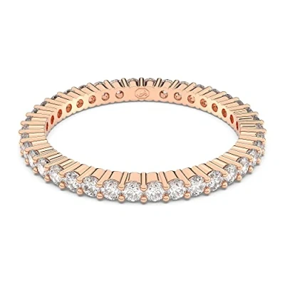Afbeelding van Swarovski Vittore ring, rond gesneden, wit, roségoud verguld, Rose Gold Tone PVD, Zirkonia, Kristallen