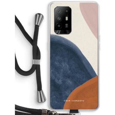Afbeelding van Case Company® hoesje met Koord geschikt voor Oppo A94 5G Geo #1 Telefoonhoesje Zwart Bescherming aan alle Kanten en Over de Schermrand