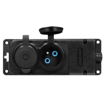 Afbeelding van Heavy duty opbouw wandcontactdoos met afdichting Vochtbestendig rubber IP44 Brandwerend 2 Voudig Frans TypeVoor België
