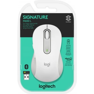 Afbeelding van Logitech Mouse M650 L, Signature, Draadloos, Bolt, Bluetooth, wit optisch, 400 4000dpi, 5 knoppen, Rechts, Groot, Detailhandel