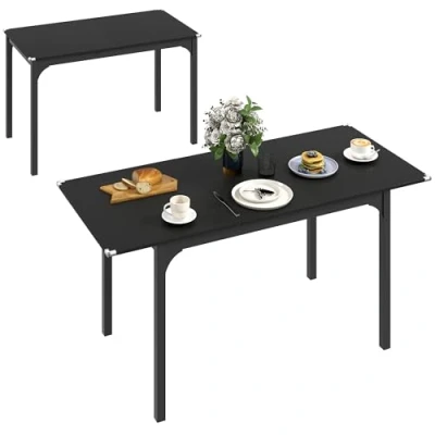 Afbeelding van HOMCOM Inklapbare eettafel, uittrekbaar, keuken, rechthoekig, voor maximaal 4 tot 6 personen, poten van staal, kleine ruimtes, eetkamer, zwart