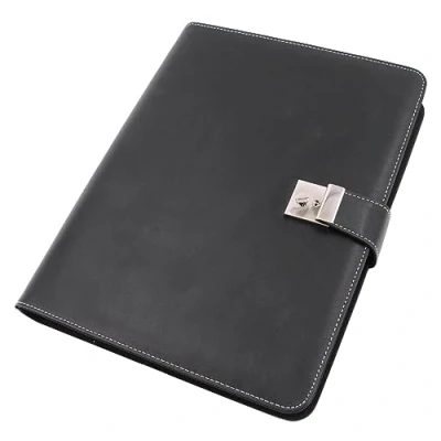 Image de Alassio porte document format a4 4 anneaux cuir nappa noir 31513