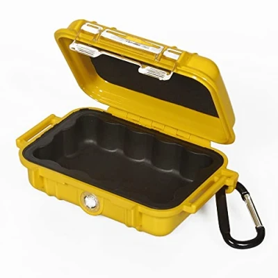 Afbeelding van PELI 1010 waterdichte micro behuizing voor smartphone en klein materiaal, conform IP67, capaciteit van 1 l, gemaakt in de VS, geel/zwarte coating