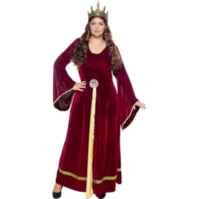 Afbeelding van Funidelia Lady Guinevere Kostuum voor Middeleeuwen, Prinsessen, Koningin volwassenen en accessoires Halloween, carnaval feesten. Maat XXL Granaat