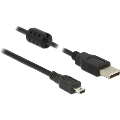 Afbeelding van Delock USB kabel 2.0 A stekker, mini B stekker 2.00 m Zwart Met Ferrietkern 84915