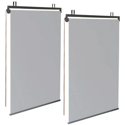 Image de Lot de 2 stores enrouleurs L.125 x H. 225 CM pour pergola gris clair