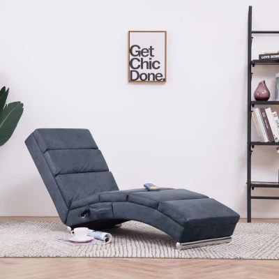 Afbeelding van Massage chaise longue kunstsuède grijs
