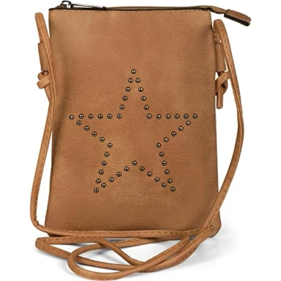 Afbeelding van styleBREAKER Mini tas schoudertas met studs in stervorm, schoudertas, handtas, tas, dames 02012235, Farbe:Cognac
