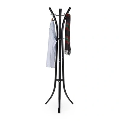 Afbeelding van Relaxdays kapstok metaal vrijstaande garderobe staande 175 cm hoog stabiel zwart