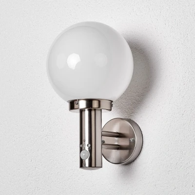 Afbeelding van Lindby Wandlampen buiten 1licht roestvrij staal, polycarbonaat H: 33.5 cm E27 opaalwit