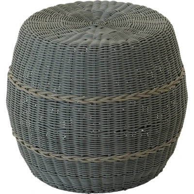 Afbeelding van Poef Laos wicker groen ø46x40cm