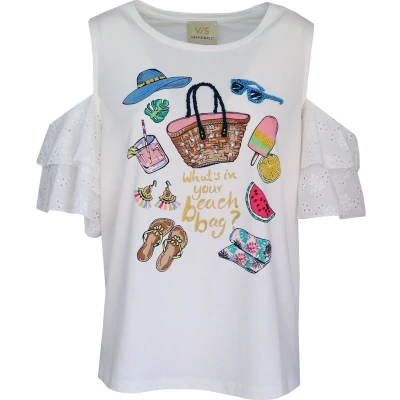 Afbeelding van Verysimple off white t shirt met open schouders maat S (IT42)