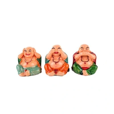 Afbeelding van lachineuse Set van 3 Boeddha&#039;s Wijsheid Beeldjes Kleine Kleuren Feng Shui Decoratie Chinees Zen Deco Object voor Interieur Woonkamer Kantoor Aziatisch cadeau idee