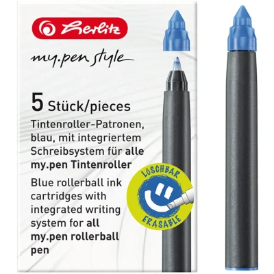 Afbeelding van herlitz rollerbal cartridges my.pen, koningsblauw