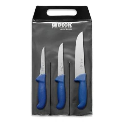 Afbeelding van F. DICK ErgoGrip messenset 3 delig (botmes 13 cm &quot;smal&quot;, A. mes 15 &quot;breedte&quot;, blokmes 21 cm, HRC 56 ) 82 559 000