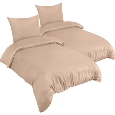 Afbeelding van Utopia Bedding Dekbedovertrekset van zachte microvezel 2 Dekbedovertrekken 135 x 200 cm met kussenslopen 80 Beddengoed Beige