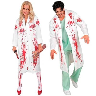Afbeelding van Widmann Dokter &amp; Tandarts Kostuum Bloederige Doktersjas Dr Horror Man Rood, Wit / Beige Small Halloween Verkleedkleding