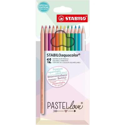 Afbeelding van Stabiloaquacolor Kleurpotlood, Pastel, Etui Van 12 Stuks, Assorti Kleurpotlood