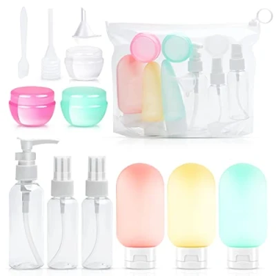 Afbeelding van Ysimple Set reisflessen om te vullen, TSA goedgekeurde navulbare vloeistofcontainers voor reizen, shampoo, douchegel, lotion (gekleurde set)