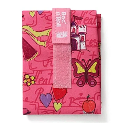 Afbeelding van Roll&#039;eat ® Boc&#039;n&#039;Roll Kids Snacktas voor kinderen, herbruikbare en milieuvriendelijke sandwichverpakking, BPA vrij, prinses roze