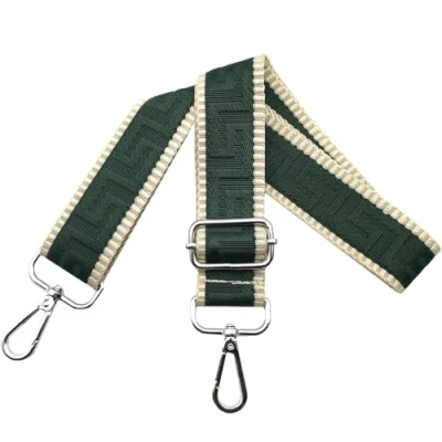 Afbeelding van Verstelbare schouderriem voor tassen, breedte 3,8 cm, met zilverkleurige karabijnhaak, draagriem dameshandtassen, donkergroen, K3