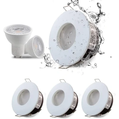 Afbeelding van 4XSweier Led inbouwlamp, 5 W, IP65, waterdicht, koud wit, 6000 K, 450 lm, geschikt voor badkamer en keukenspots (GU10 lamp inbegrepen), gegoten aluminium