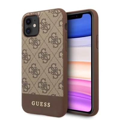 Afbeelding van GUESS 4G Stripe Logo Backcover Hoesje geschikt voor iPhone 11 Bruin