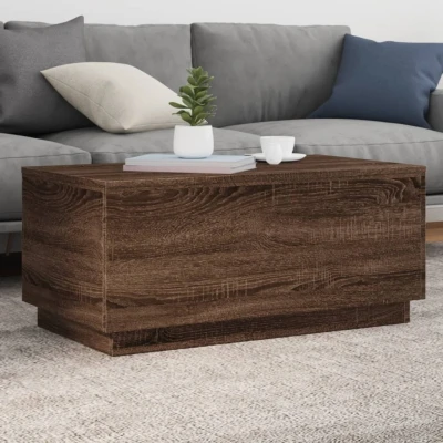 Afbeelding van Salontafel met LED verlichting 90x50x40 cm bruineikenkleurig