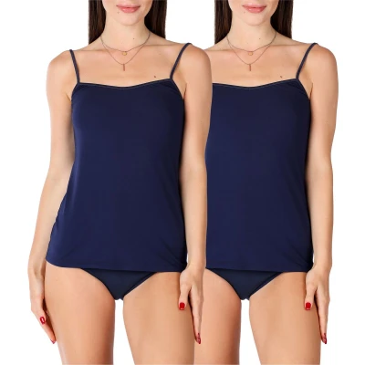 Afbeelding van Bellivalini Dames onderhemd viscose BLV50 218, Verpakking van 2: donkerblauw