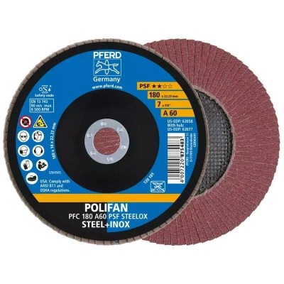 Afbeelding van PFERD 67746185 PFC 180 A 60 PSF STEELOX Lamellenschijf Diameter mm Boordiameter 22.23 RVS, Staal 10 stuk(s)